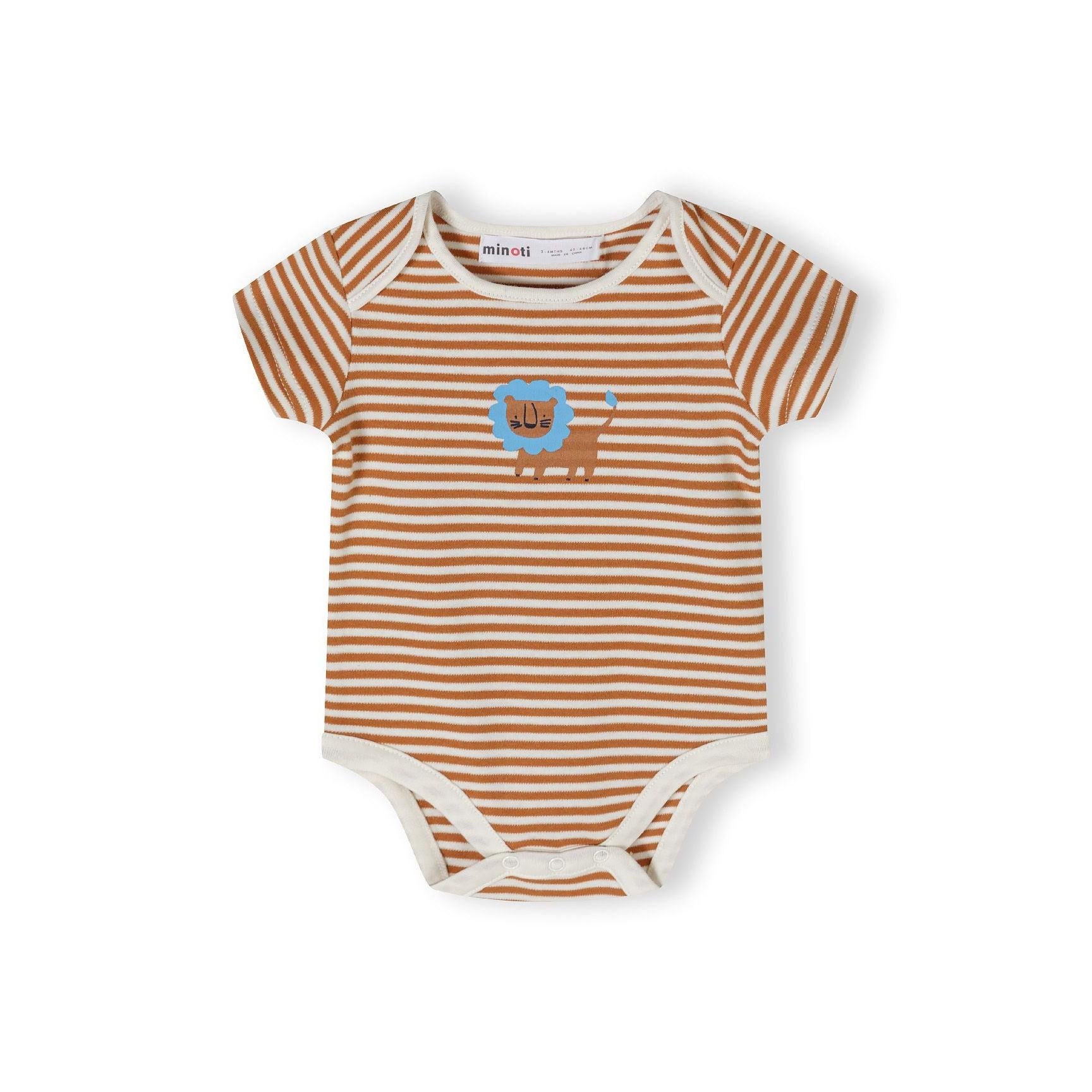 Cream coloured bodysuit with orange outline pattern featuring text 'Fun EVERY DAY' and various playful icons including faces, stars and shapes laid flat on white background
