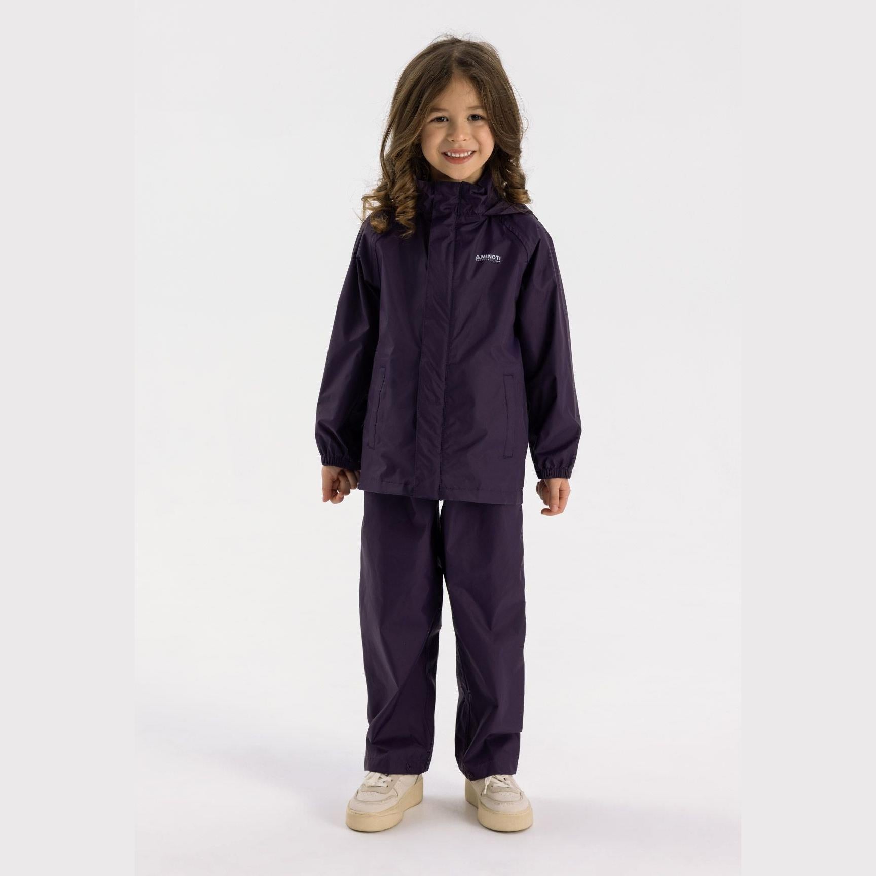 Close-up detail of purple waterproof fabric showing seam construction and material texture, highlighting quality stitching and waterproof properties