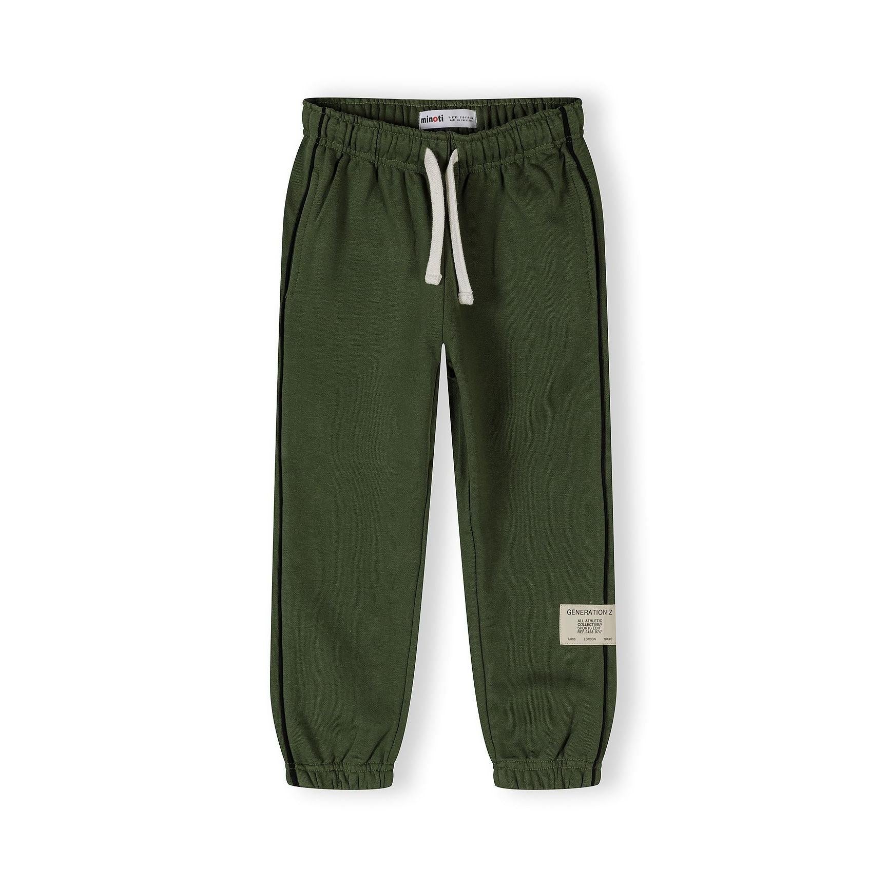 Close-up detail of Generation Z print on cream panel of hooded sweatshirt showing black text and logo design