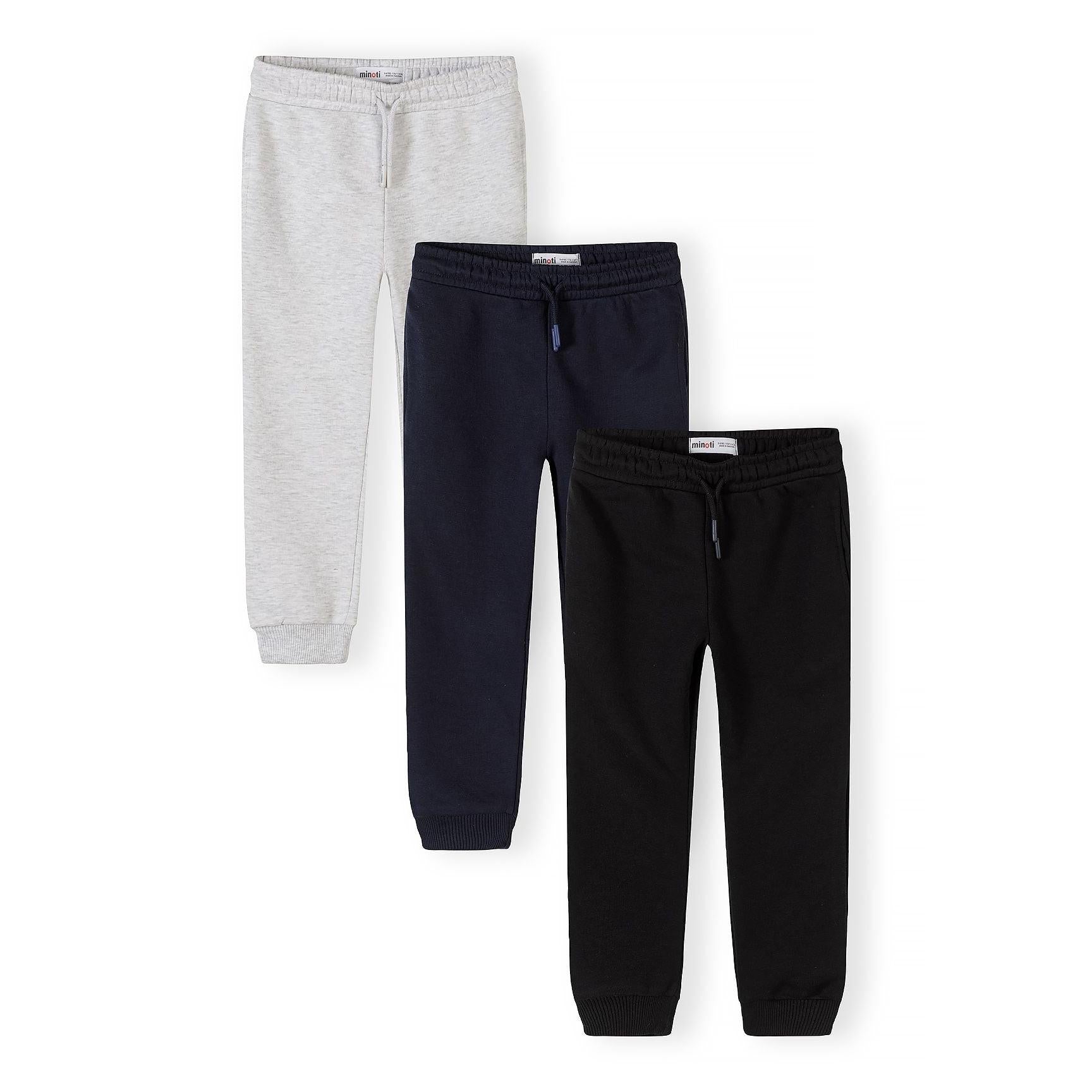 Lot de 3 joggings cargo à cordon de serrage bleu marine gris noir (3–15 ans)