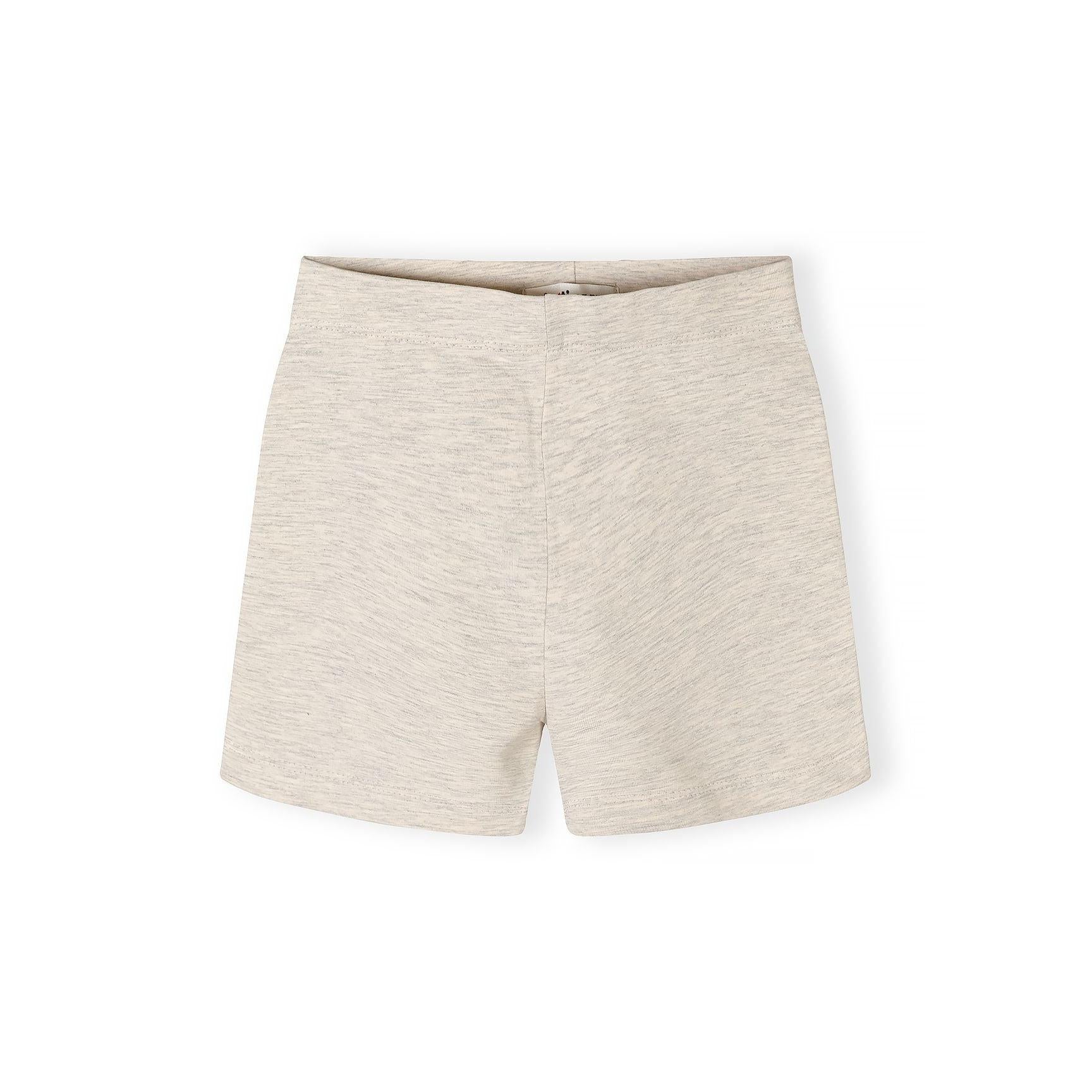 Single beige melange cycle shorts displayed flat on white background showing the basic solid colour design