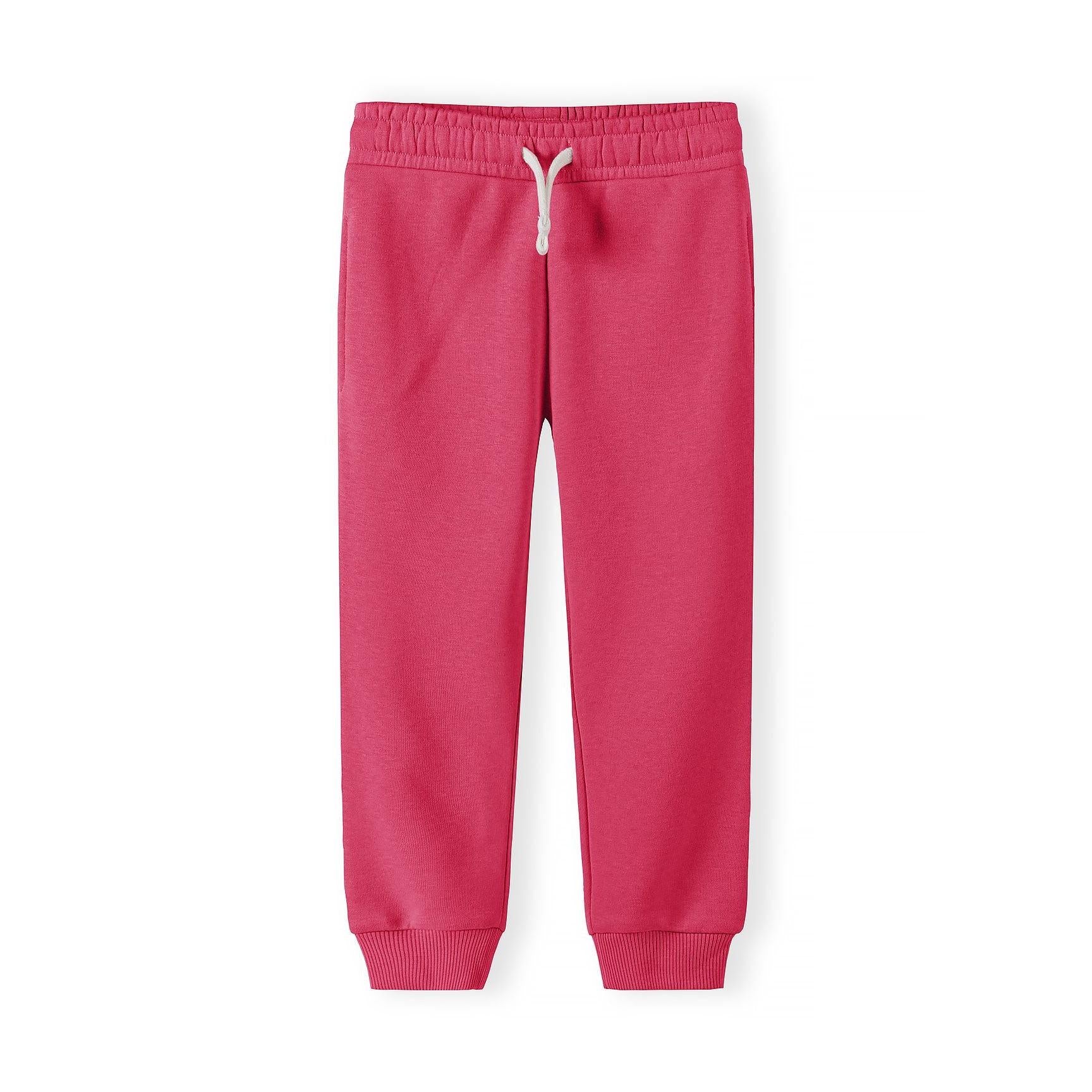 Single navy jogger laid flat showing full length with white drawstring and ribbed cuffs on white background