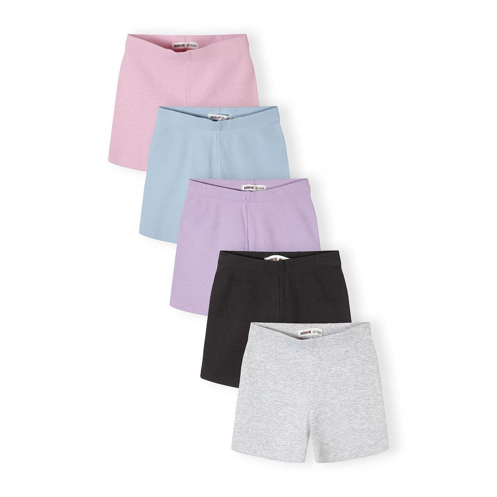 Lot de 5 leggings courts bleus, violets et roses (3–15 ans)