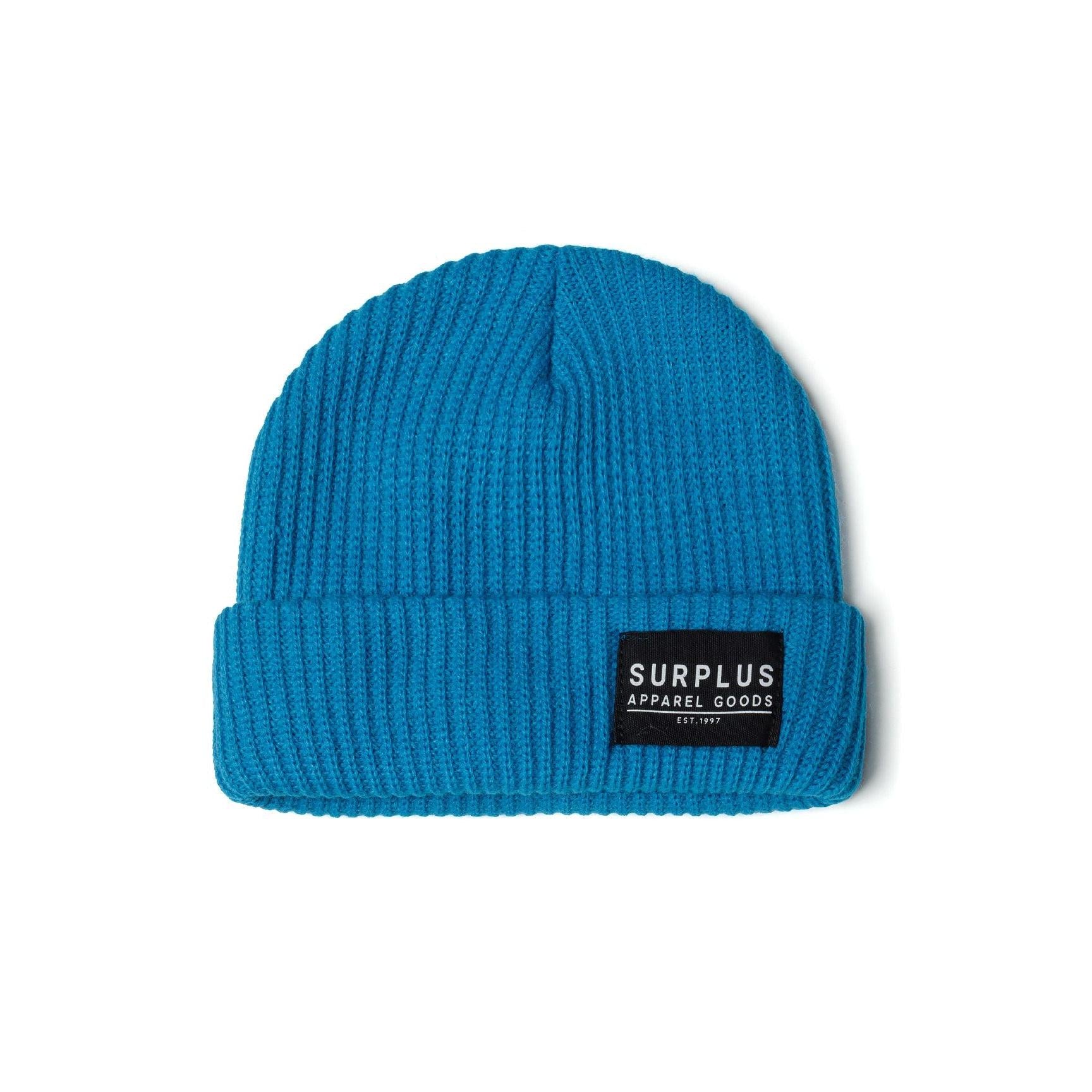 Detail view of black beanie fold-up cuff showing ribbed knit texture and construction quality