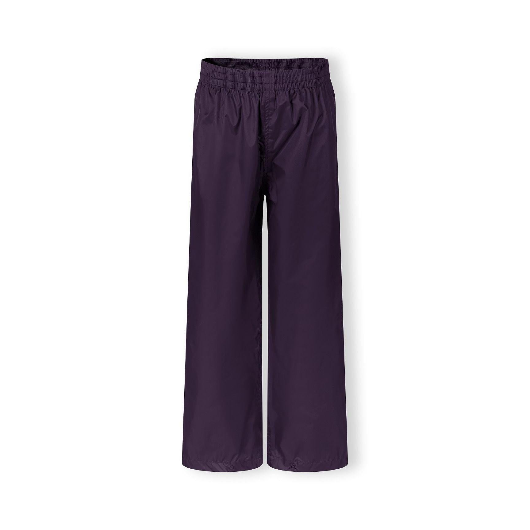 Close-up detail of purple waterproof fabric showing seam construction and material texture, highlighting quality stitching and waterproof properties