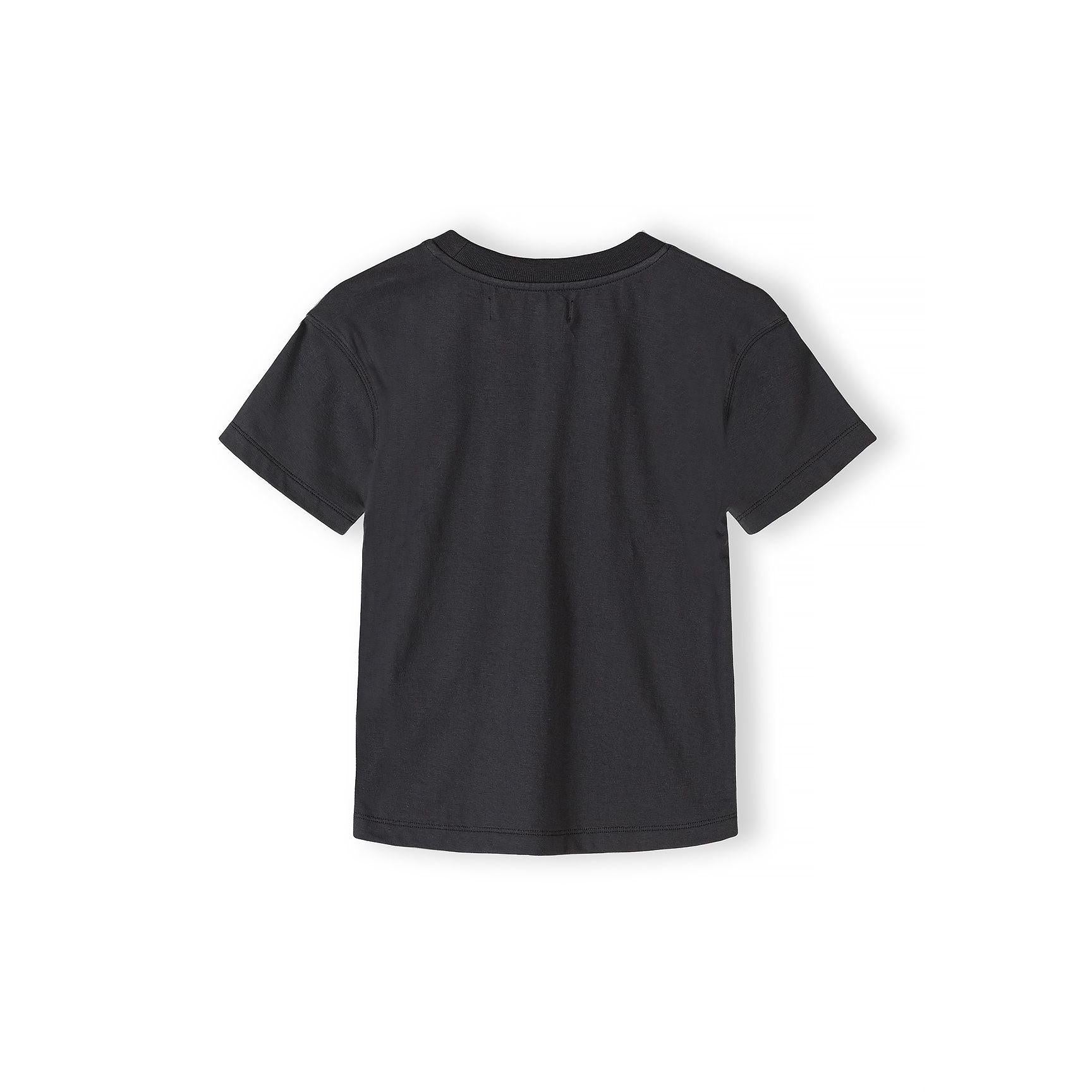 Back view of grey cotton t-shirt showing plain design and classic crew neck construction