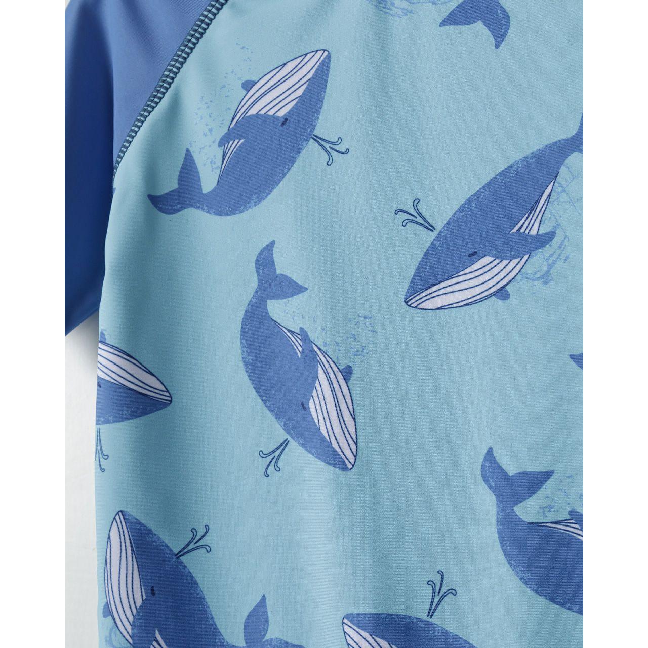 Legionnaire style hat with whale print pattern and neck flap protection shown on white background