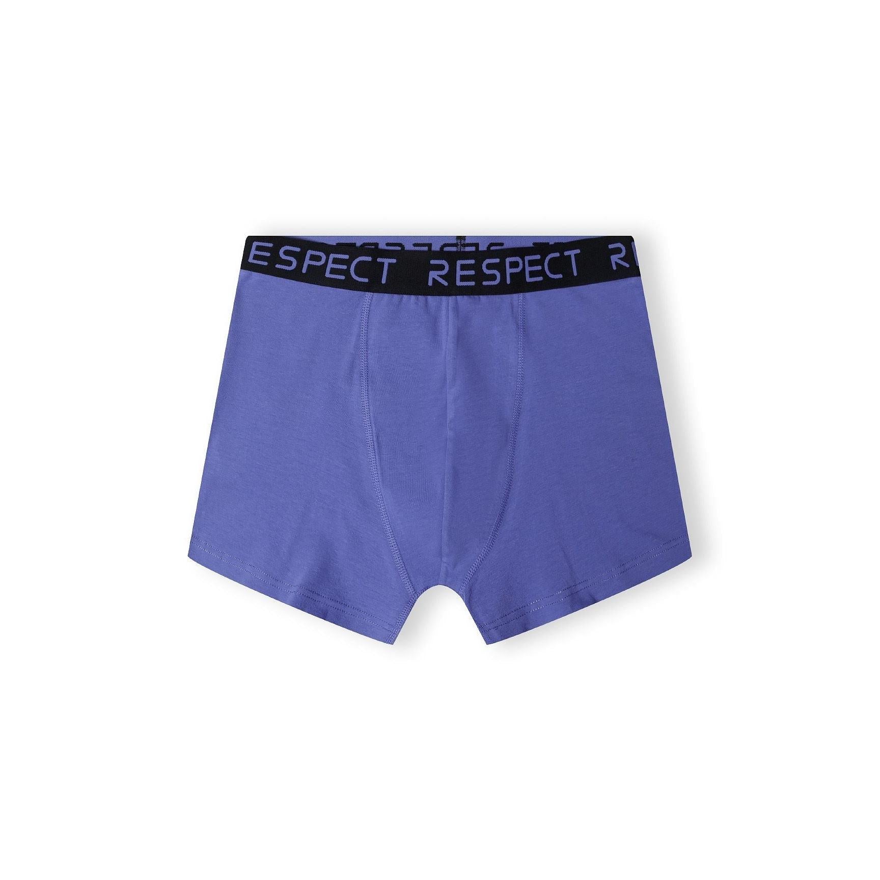 Single pink boxer shorts with black Respect branded waistband shown flat against white background